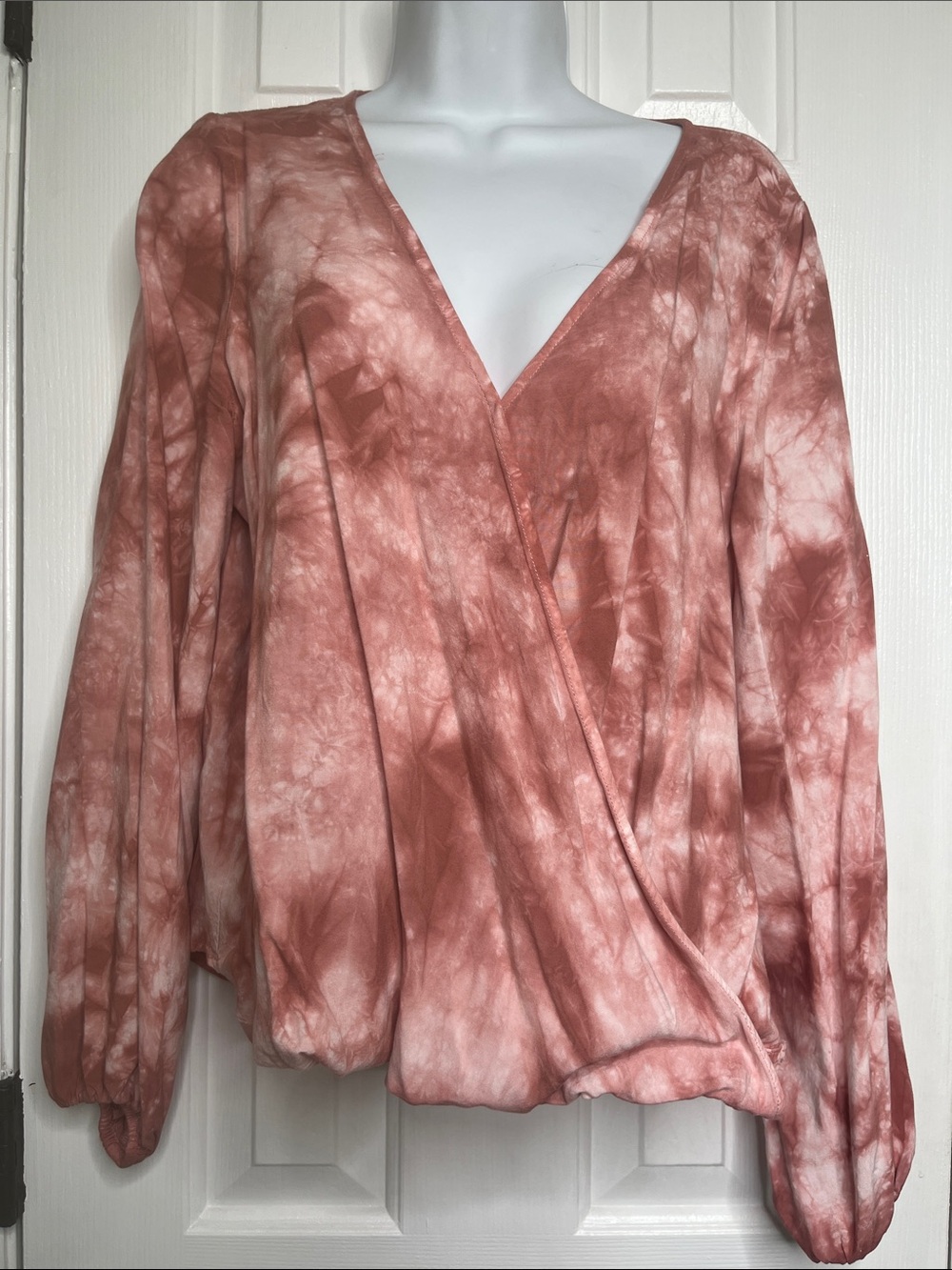 Aeropostale Pink Tie Dye Crossover Long Sleeve Top Size Large